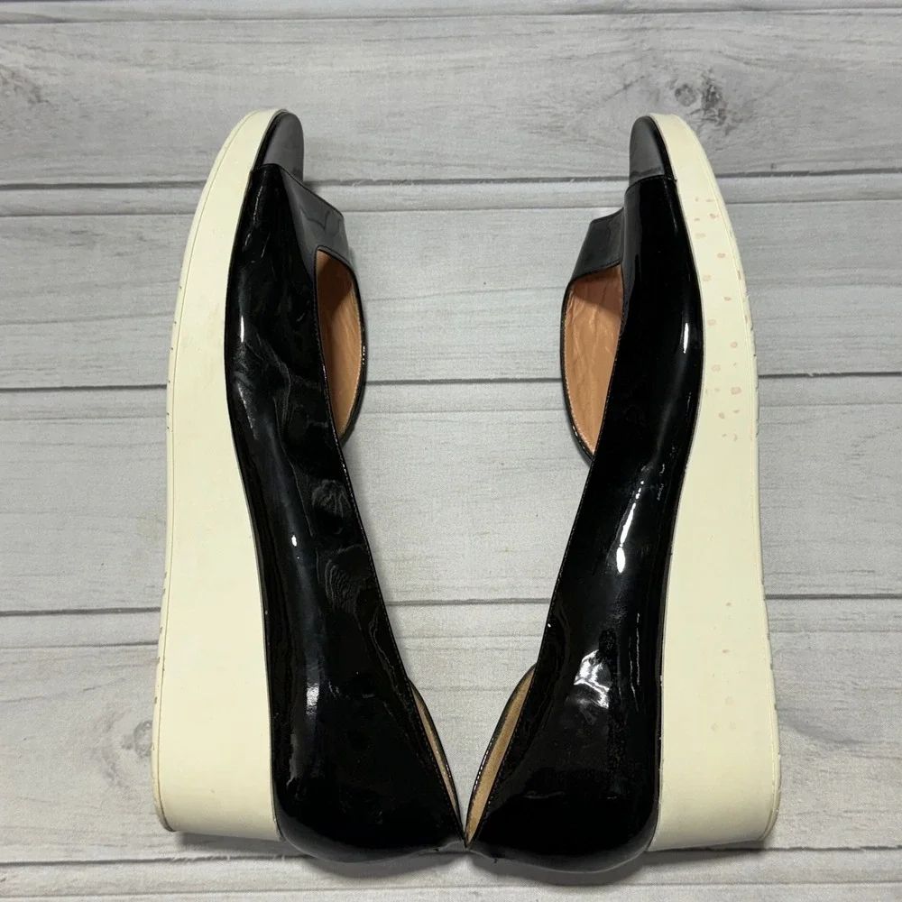 Robert Clergerie Wedge Sandals Women 41.5 US 11 Black Patent Leather France